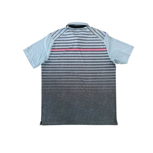 Nike Golf Dri-FIT Men's Large Gray & Charcoal Striped Short Sleeve Polo Shirt - Picture 2 of 2